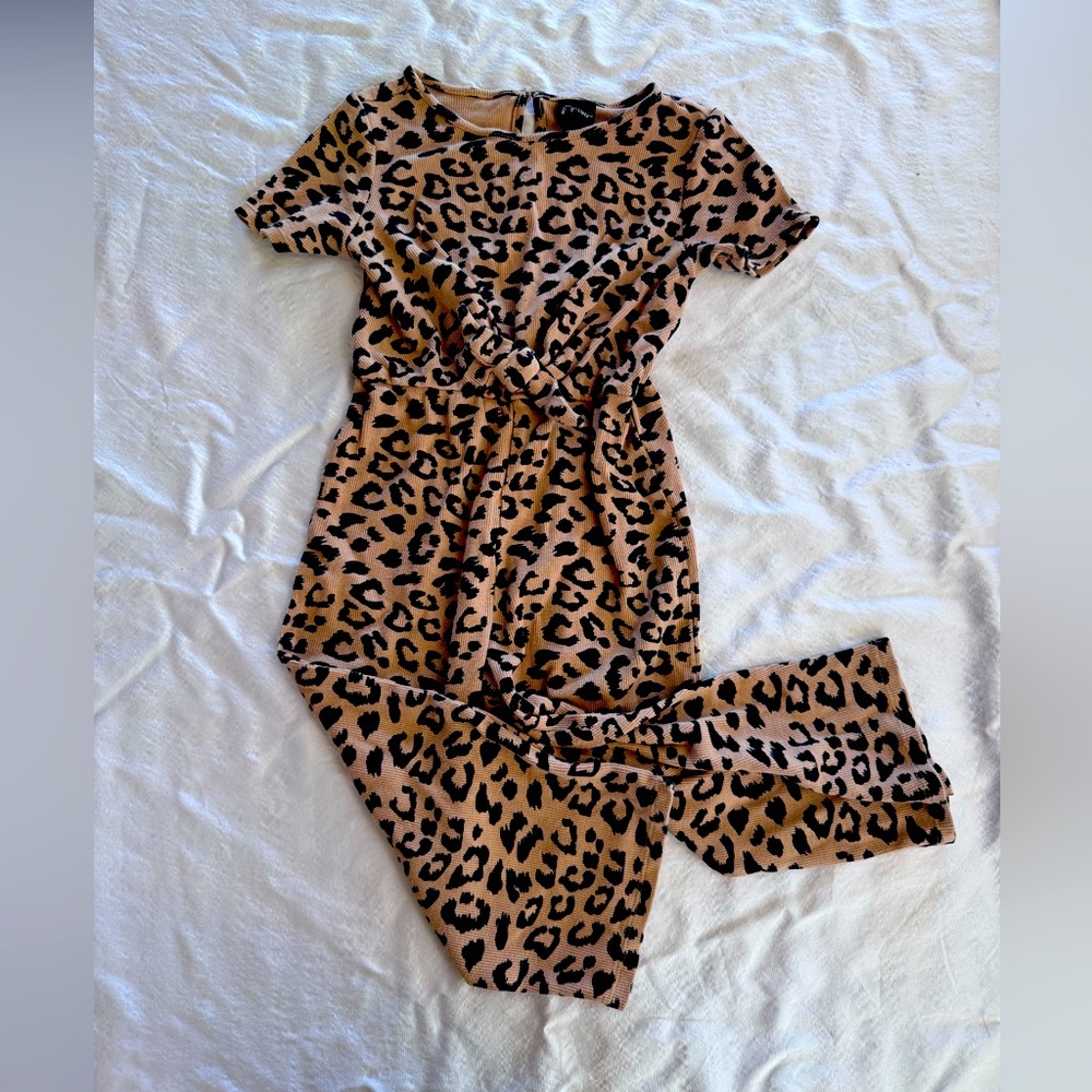 Leopard print toddler girls’ fashion jumpsuit
